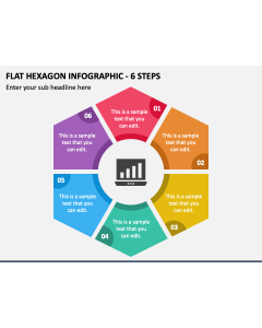 Flat Hexagon Infographic - 6 Steps PPT Slide 1