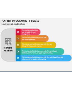 Flat List Infographic - 5 Stages PPT Slide 1