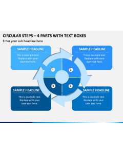 Circular Steps – 4 Parts With Text Boxes PPT Slide 1