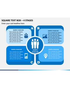 Square Text Box – 4 Stages PPT Slide 1