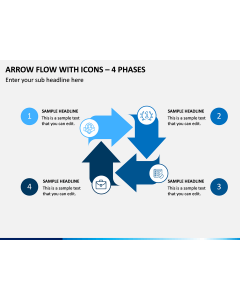 Arrow Flow with Icons – 4 Phases PPT Slide 1
