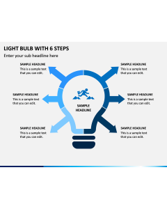 Light Bulb With 6 Steps PPT Slide 1