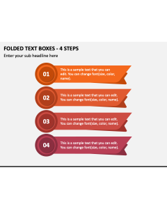 Folded Text Boxes - 4 Steps PPT Slide 1