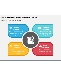Four Boxes Connected with Circle PPT Slide 1