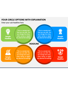 Four Circle Options with Explanation PPT Slide 1