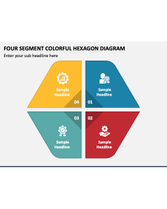 Four Segment Colorful Hexagon Diagram PPT Slide 1