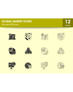 Global Market Icons PPT Slide 1