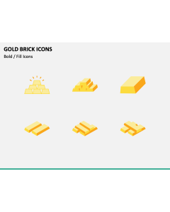 Gold Brick Icons PPT Slide 1