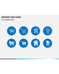 Grocery Cart Icons PPT Slide 1