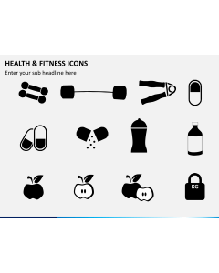 Health and fitness icons PPT slide 1