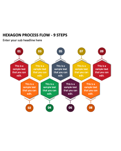 Hexagon Process Flow - 9 Steps PPT Thumbnail