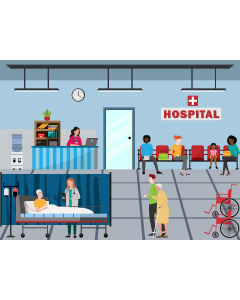 Hospital Scene Illustration PPT Slide 1