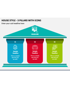 House Style - 3 Pillars with Icons PPT Slide 1