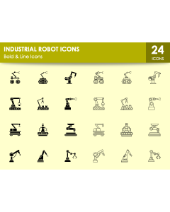 Industrial Robot Icons PPT Slide 1
