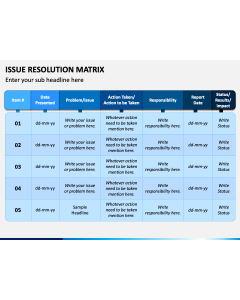 Issue Resolution Matrix PPT Slide 1