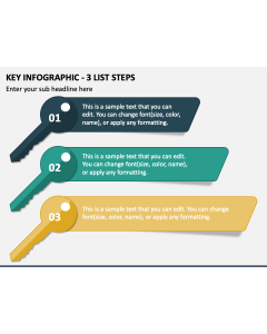 Key Infographic - 3 List Steps PPT Slide 1