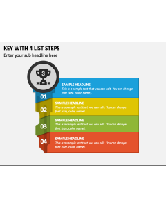 Key with 4 List Steps PPT Slide 1