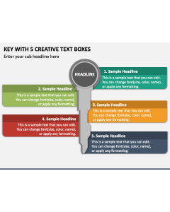 Key with 5 Creative Text Boxes PPT Slide 1