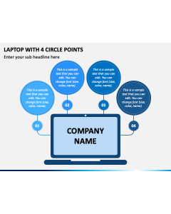 Laptop with 4 Circle Points PPT Slide 1