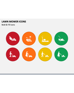 Lawn Mower Icons PPT Slide 1