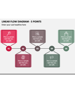 Linear Flow Diagram - 5 Points PPT Slide 1