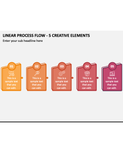 Linear Process Flow - 5 Creative Elements PPT Slide 1