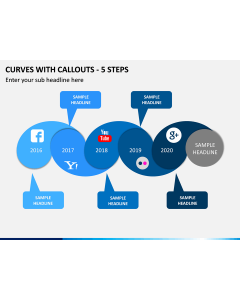 Curves with Callouts - 5 Steps PPT Slide 1