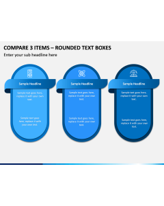 Compare 3 Items – Rounded Text Boxes PPT slide 1