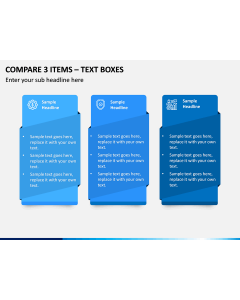 Compare 3 Items – Text Boxes PPT slide 1
