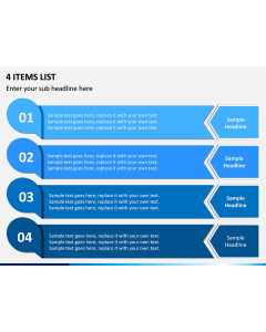 4 Items List PPT slide 1