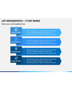 List Infographics – 4 Text Boxes PPT slide 1