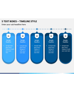 5 Text Boxes – Timeline Style PPT slide 1