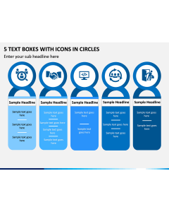 5 Text Boxes with Icons in Circles PPT slide 1