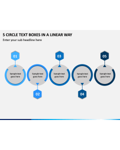 5 Circle Text Boxes in a Linear Way PPT slide 1