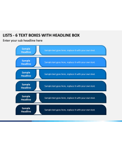 Lists - 6 Text Boxes with Headline Box PPT slide 1