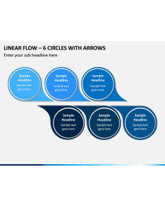 Linear Flow – 6 Circles with Arrows PPT slide 1