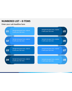 Numbered List – 8 Items PPT slide 1