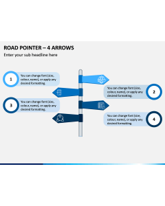 Road Pointer – 4 Arrows PPT Slide 1