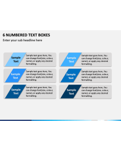 6 Numbered Text Boxes PPT Slide 1