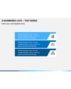 3 Numbered Lists – Text Boxes PPT Slide 1