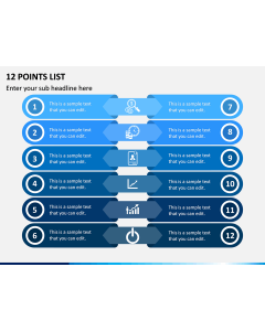 12 Points List PPT Slide 1