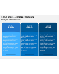 3 Text Boxes - Comapre Features PPT Slide 1