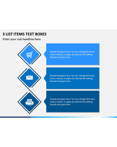 3 List Items Text Boxes PPT Slide 1