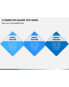 3 Connected Square Text Boxes PPT Slide 1