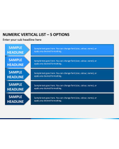 Numeric Vertical List - 5 Options PPT Slide 1