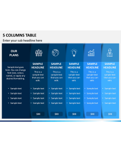 5 Columns Table PPT Slide 1