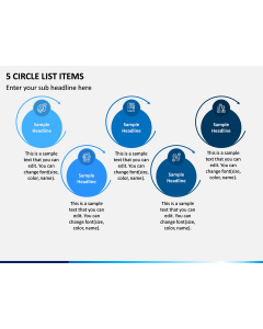 5 Circle List Items PPT Slide 1