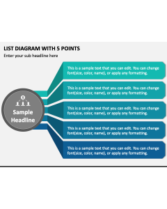 List Diagram with 5 Points PPT Slide 1