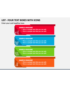 List - Four Text Boxes with Icons PPT Slide 1