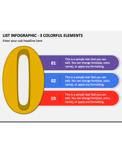 List Infographic - 3 Colorful Elements PPT Slide 1